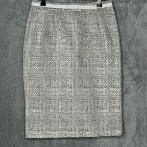 Boden 4 Pencil Skirt Gray Solid Tweed Knee Length Zipper Close Career Cotton